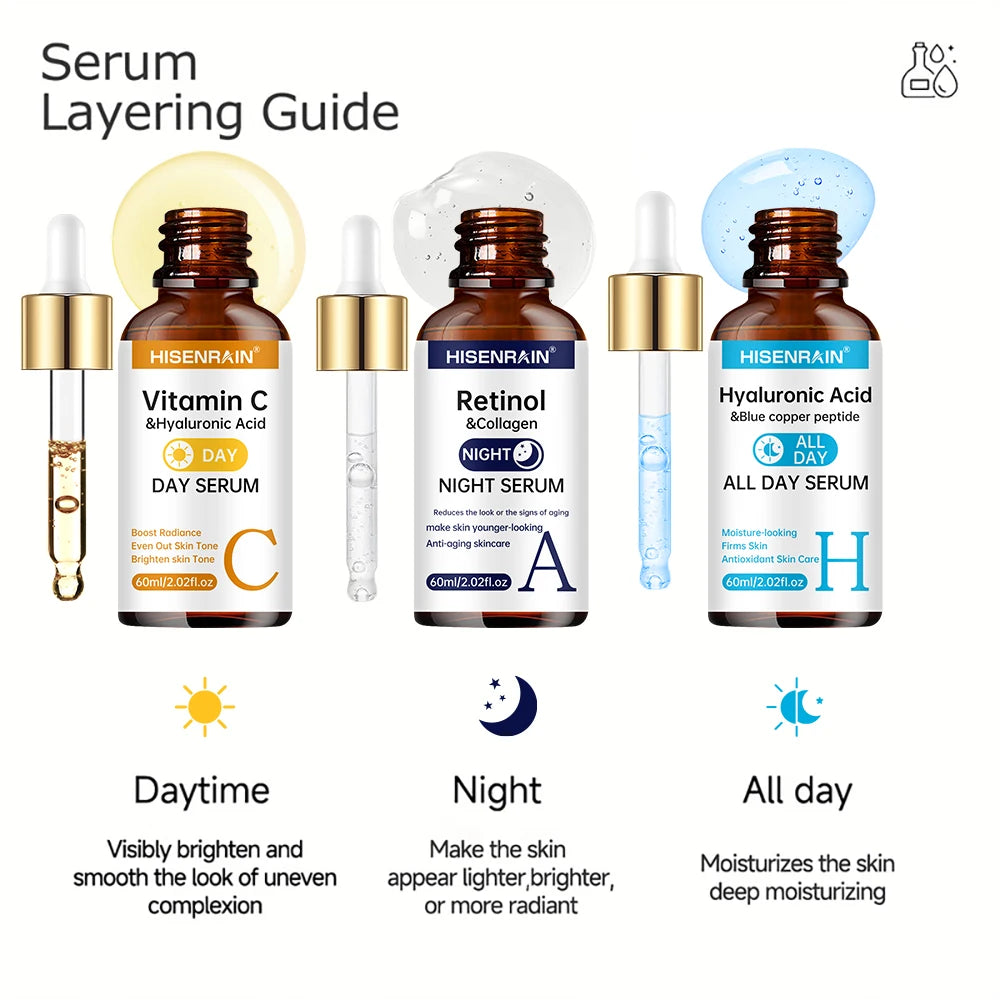HISENRAIN Vitamin C + Retinol Serum Duo — Anti-Aging, Brightening & Hydration Combo