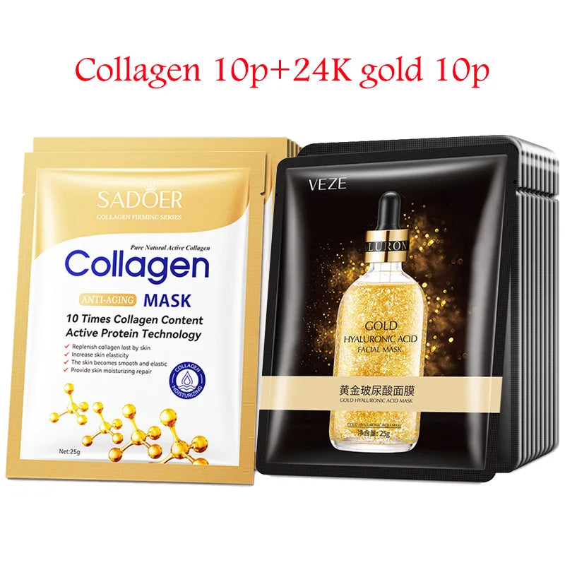 Hyaluronic Acid & Collagen Sheet Mask — Firming, Hydrating & Brightening (20pcs)