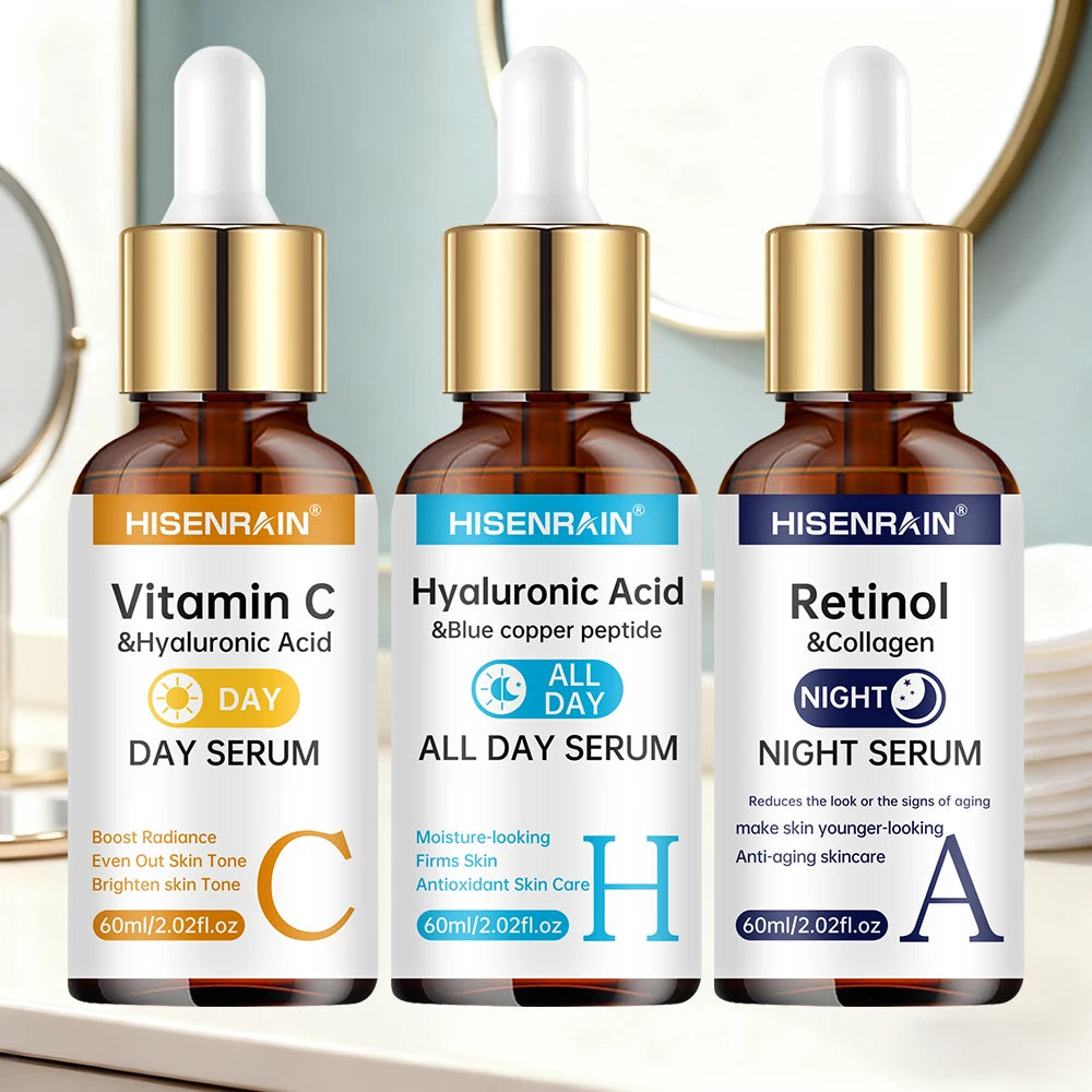 HISENRAIN Vitamin C + Retinol Serum Duo — Anti-Aging, Brightening & Hydration Combo