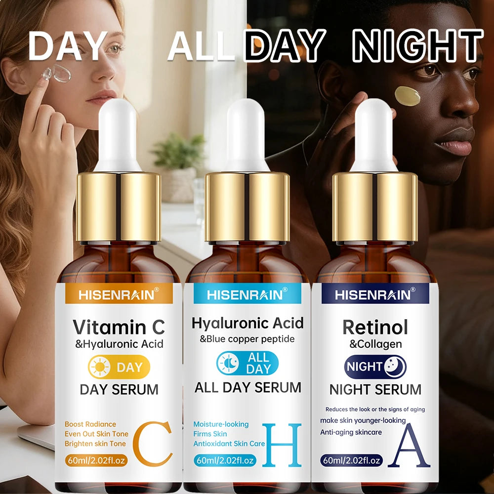 HISENRAIN Vitamin C + Retinol Serum Duo — Anti-Aging, Brightening & Hydration Combo